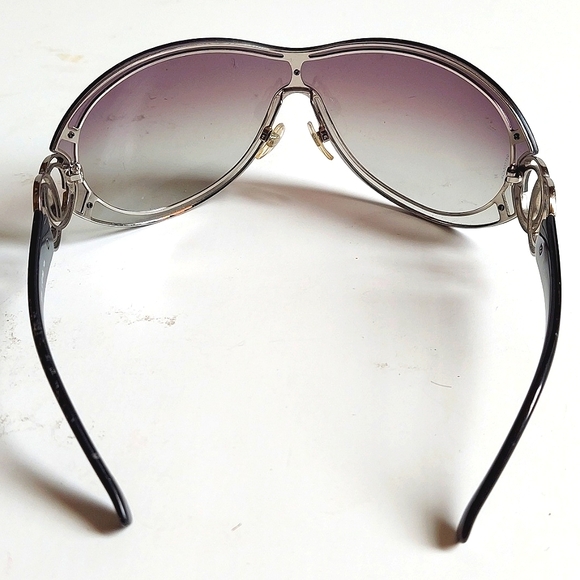 Chanel 4144 Shield Ladies Sunglasses Grey/Black Lenses Black Arm - Picture 6 of 9